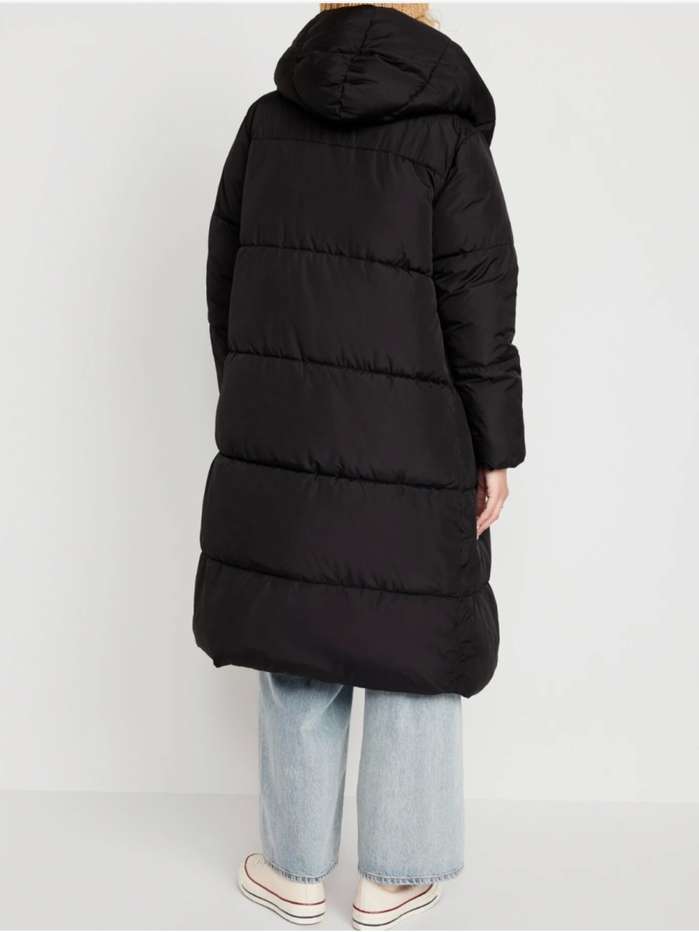 NEW WITHOUT TAGS Old Navy Black Long Hooded Puffer Coat